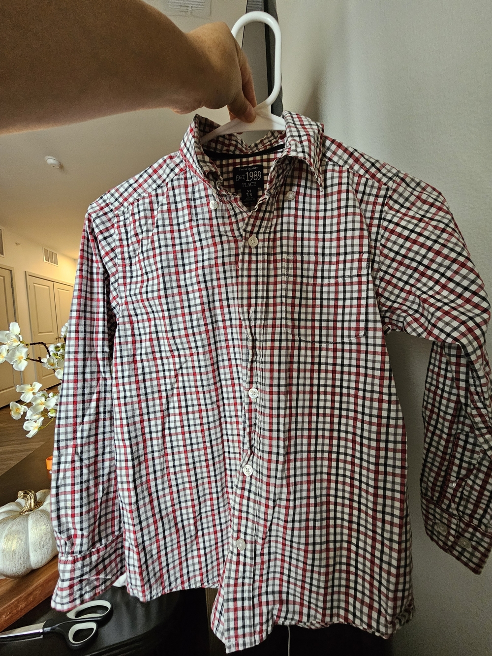 Kid’s Red and Black Check Button-Down Shirt